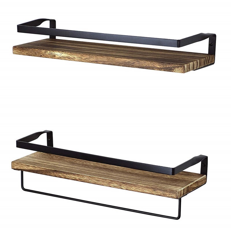Wooden Floating Wall Rack – Multipurpose 2-Layer Storage Shelf for Bathroom and Kitchen - Image 1