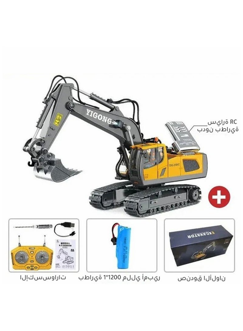 Remote Control Excavator Toys for Boys,11 Channel RC Digger Construction Toys Tractor,Simulated Smoke, Sound, Lighting, Metal Digging Head, for Boys 6 7 8 9 10 11 12  - Image 3