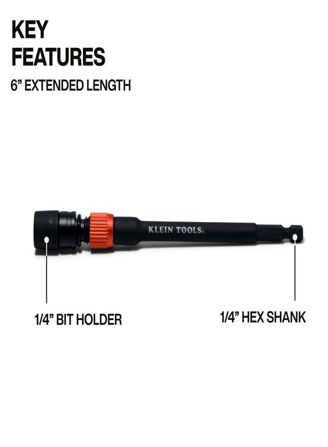 Klein Tools 31088 6-Inch Dual-Lock Extension, 1/4-Inch Hex Shank Impact Bit Holder, Quick-Release Locking Mechanism with Secondary Twist Lock, Compatible with Impact Drivers and Drills - Image 3