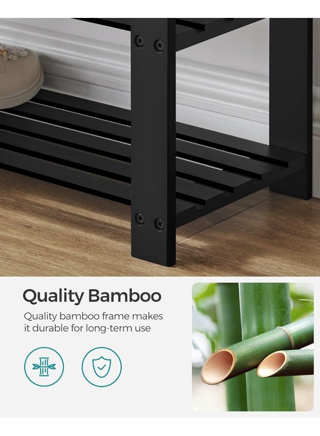 سونمجز مقعد أحذية من الخيزران من SONGMICS، منظم أحذية بثلاث طبقات للمدخل وغرفة المعيشة، مقعد يتحمل حتى 136.1 كج،30.2 × 71.9 × 48.8 سم, أسود حبري ورمادي أردوازي - Image 4