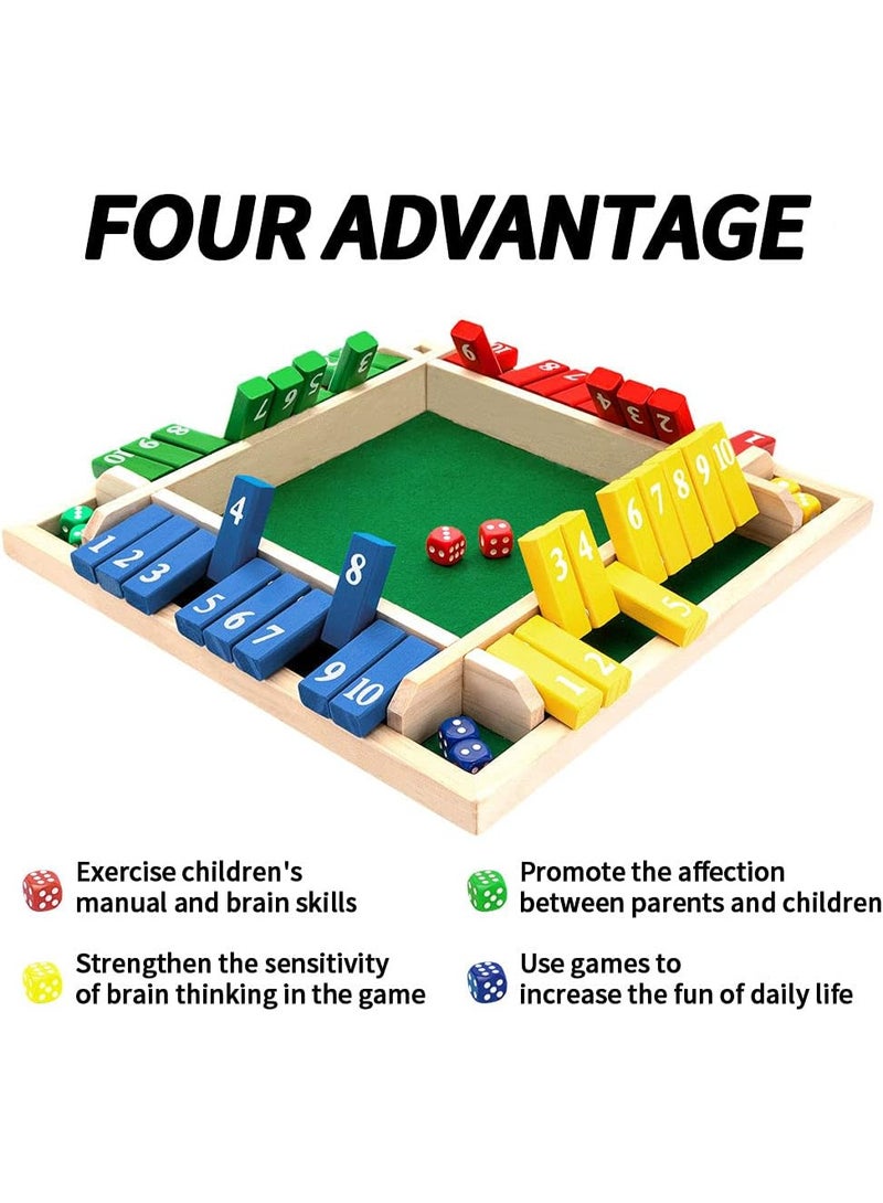 HI-FINE Shut The Box Dice Game,2-4 Player Family Wooden Board Table Math Games for Adults and Kids, 8 Dices Classics Games for Classroom,Home,Party or Pub - Image 4