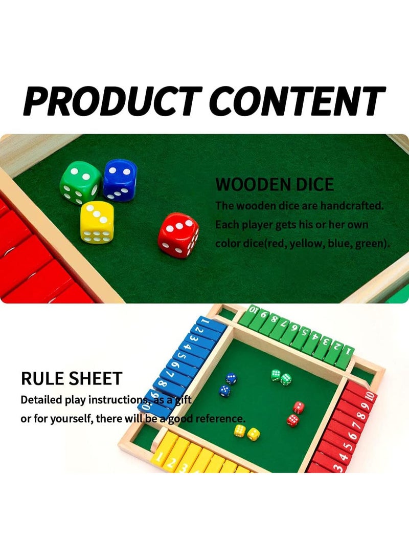 HI-FINE Shut The Box Dice Game,2-4 Player Family Wooden Board Table Math Games for Adults and Kids, 8 Dices Classics Games for Classroom,Home,Party or Pub - Image 5