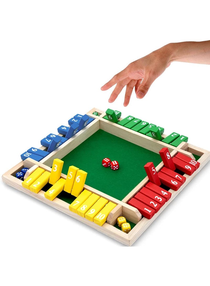 HI-FINE Shut The Box Dice Game,2-4 Player Family Wooden Board Table Math Games for Adults and Kids, 8 Dices Classics Games for Classroom,Home,Party or Pub - Image 1