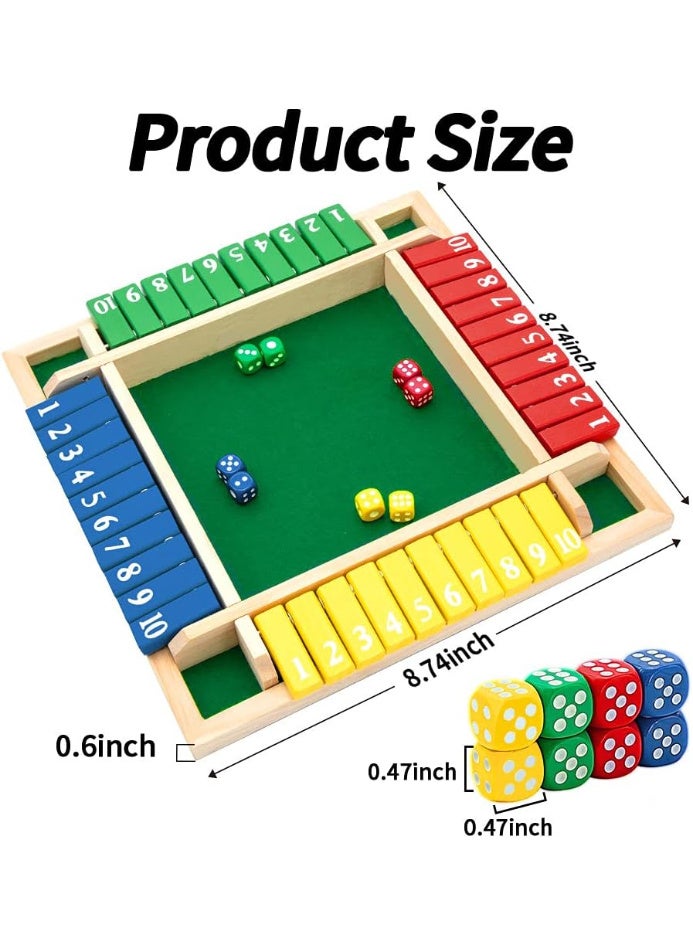 HI-FINE Shut The Box Dice Game,2-4 Player Family Wooden Board Table Math Games for Adults and Kids, 8 Dices Classics Games for Classroom,Home,Party or Pub - Image 2
