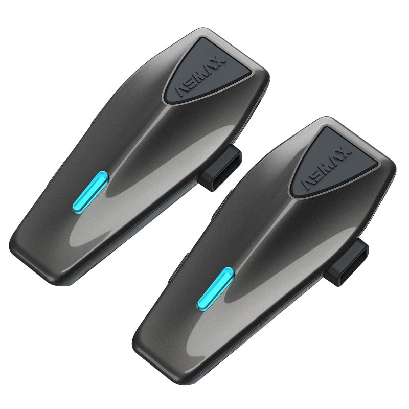 ASMAX S1 Motorcycle Bluetooth Headset with Smart Voice Control Mesh Helmet Communication Systems Noise CancellationWaterproofFM RadioFOTA Update 8 Riders Intercom Fit for SnowmobileSki 2 Pack - Image 2