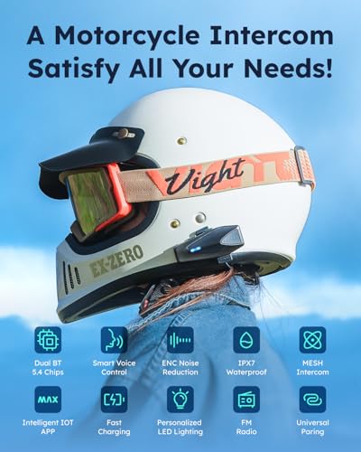 ASMAX S1 Motorcycle Bluetooth Headset with Smart Voice Control Mesh Helmet Communication Systems Noise CancellationWaterproofFM RadioFOTA Update 8 Riders Intercom Fit for SnowmobileSki 2 Pack - Image 3