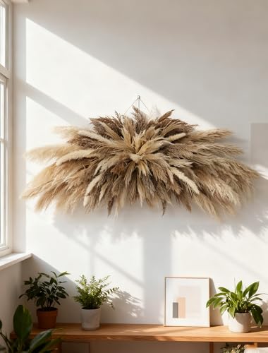 NTLPAMPA Large Boho Decor Pampas Grass Wall Decor 3550inch Natural Dried Flower AllinOne Kit Easy Install Perfect Decor for Living RoomWedding ArchEntrywayParty Decor - Image 3