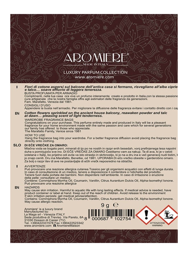 Aromiere Talc Flower Laundry Fragrance Wardrobe Pouch 9 g Size Made in Italy - Image 3