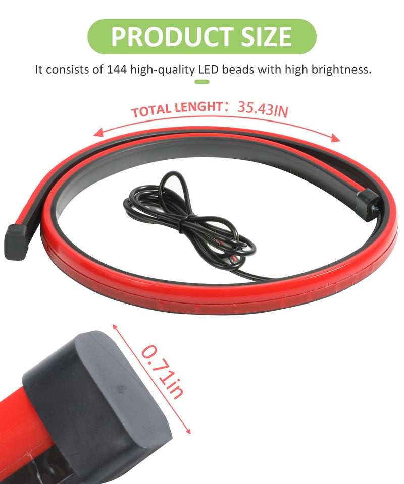 RACOONA 35 inch 3rd Brake LED DC12V Flexible High Mount Stop Light, Universal Red Truck SUV RV Brake Light Strip - Image 2