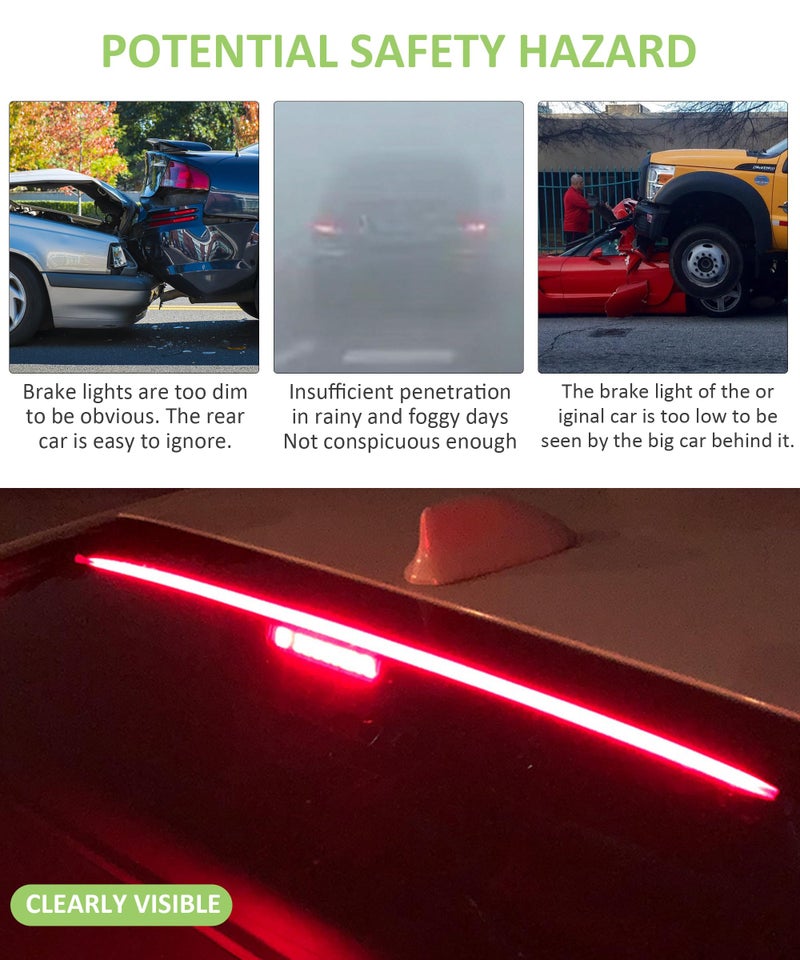 RACOONA 35 inch 3rd Brake LED DC12V Flexible High Mount Stop Light, Universal Red Truck SUV RV Brake Light Strip - Image 4