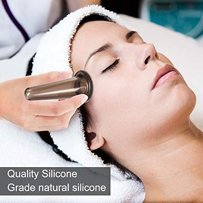 BBTO Silicone Facial Cupping Set, Vacuum Massage Cup Kit for Body, Face, Neck, Back, and Eye, 6 Cups and Exfoliating Brush(Black) - Image 5