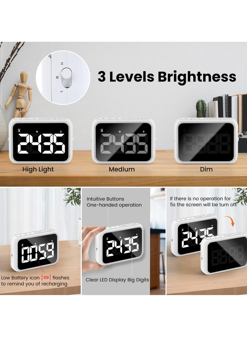 Zikra Kitchen Timer Loud Digital, USB Rechargeable with Large LCD Display & Adjustable Loud Alarm, Digital Timer, Egg Timer, Kitchen Timers for Cooking, Timer for Kids, Ideal Magnetic TimerDesk Timer - Image 3