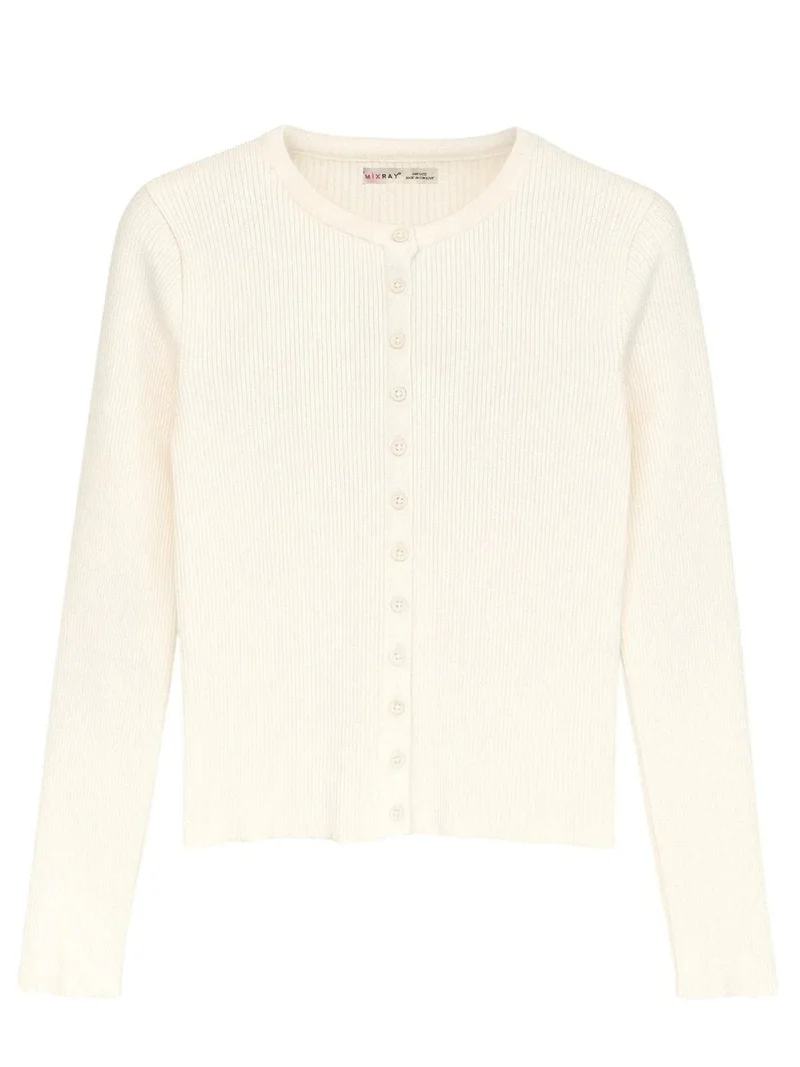 Mixray Buttoned Slim Fit Ribbed Knit Cardigan