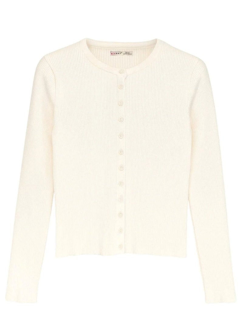 Mixray Buttoned Slim Fit Ribbed Knit Cardigan - Image 1