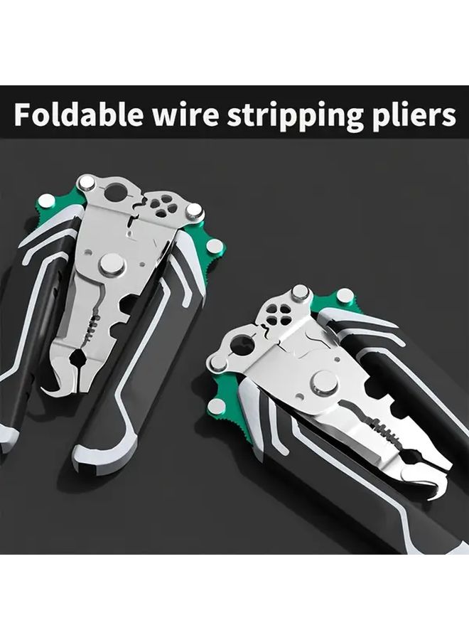 Multi Function 18 In 1 Foldable Wire Stripper Pliers Professional Manual Cable Cutter Tool - Image 5