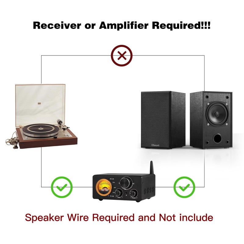 Elimavi Passive Bookshelf Speakers for Home Theater Surround Sound, Satellite Stereo Speakers with Classic Wood Grain for Record Player/Computer/TV, Wall Mountable, Cable Included, Black - Image 2