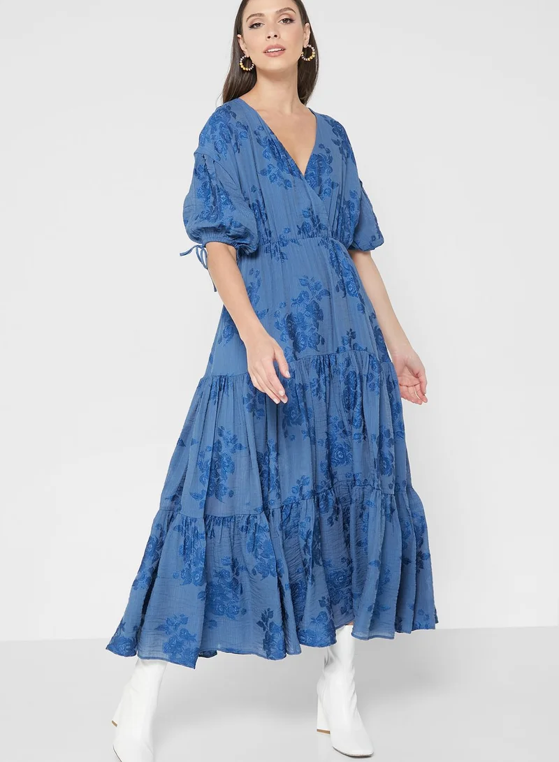 Ted Baker V-Neck Puff Sleeve Dress