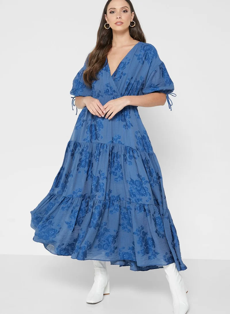 Ted Baker V-Neck Puff Sleeve Dress