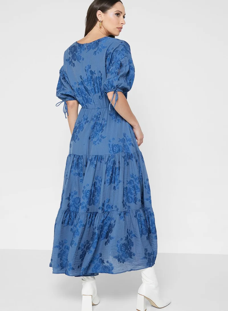 Ted Baker V-Neck Puff Sleeve Dress