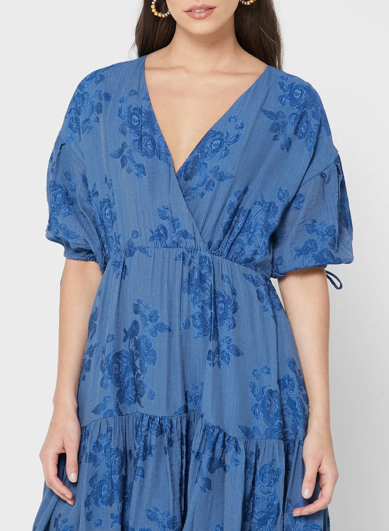 Ted Baker V-Neck Puff Sleeve Dress