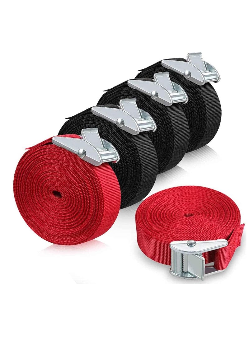 Generic - Tie Down Straps, Adjustable Lashing Straps Ratchet Straps Heavy Duty Ratchet Tie Down Straps Cargo Straps with Cam Buckle Suitable for Carrying Various Cargo or Luggage 5 Pack 16 Ft - Image 1