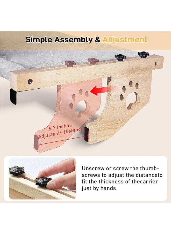 Cat Window Perch, Window Bed for Indoor Cats, Hammock Window Seat with Self Groomer, Wood & Metal Frame, Easy to Adjust & Assemble Cat Windowsill Perch(Medium) - Image 4