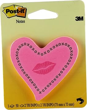 Postit 3M53070 Heart Note with Lips Neon Pink