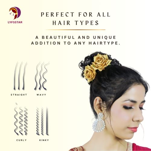 LYF5STAR Handmade Artificial Golden Rose Flower Tiktok Hairpin | Bridal Hair Accessories | Artificial Golden Rose Hair pin | Stylish and Elegant Hair Accessories for Women & Girls | Pack of 2 - Image 5