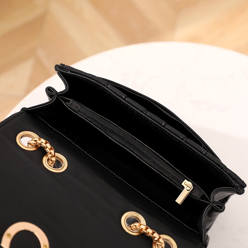Women'S Shoulder Bag Folded Embroidered Heart-Shaped Lock Buckle Golden Chain Crossbody Square Bag Casual Bag - Image 4