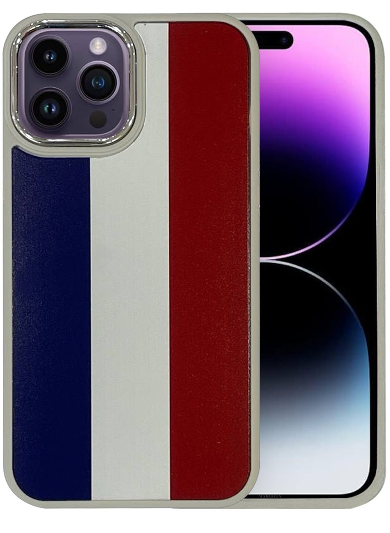 CATANES (for iPhone 14 Pro) Case, Hard PC Case,  Shockproof Protective Case Cover / France Flag - Side Natural Titanium - Image 1