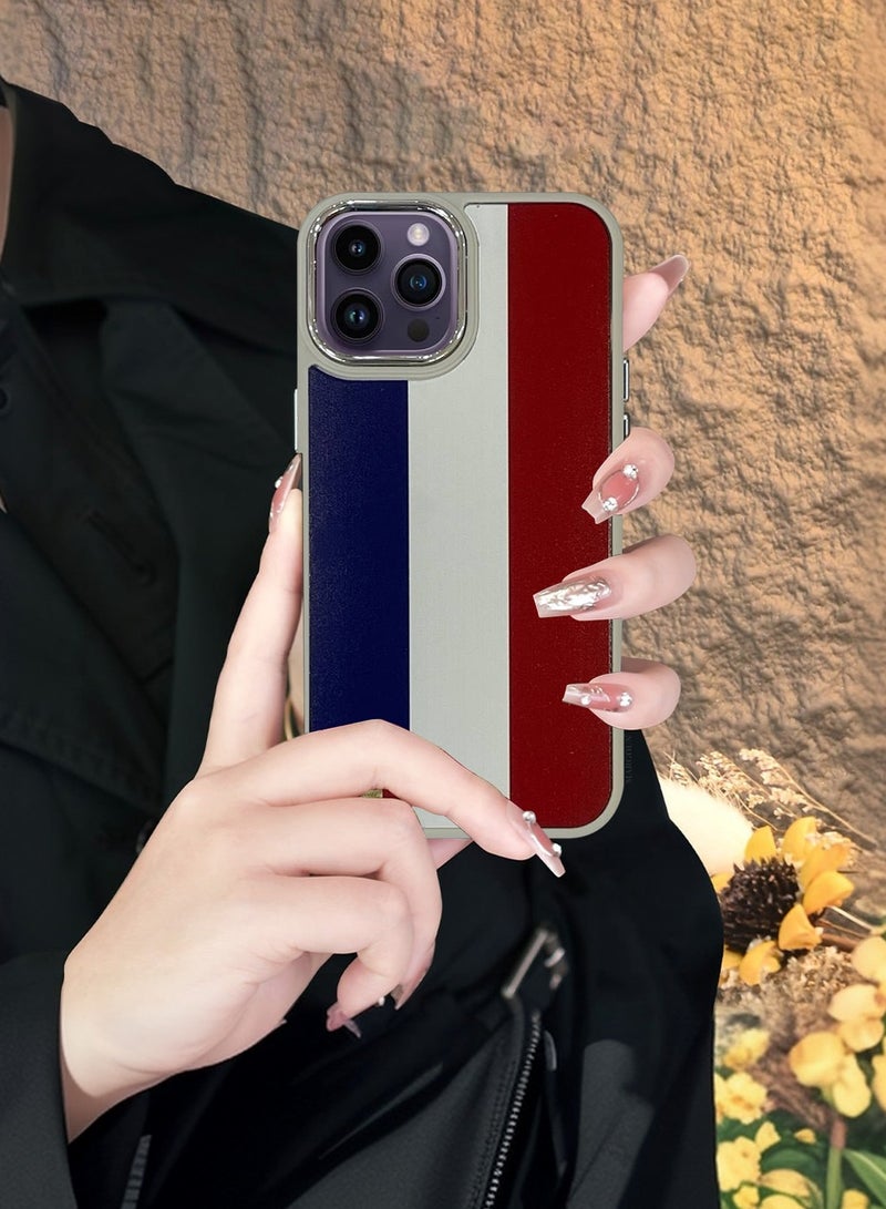 CATANES (for iPhone 14 Pro) Case, Hard PC Case,  Shockproof Protective Case Cover / France Flag - Side Natural Titanium - Image 2