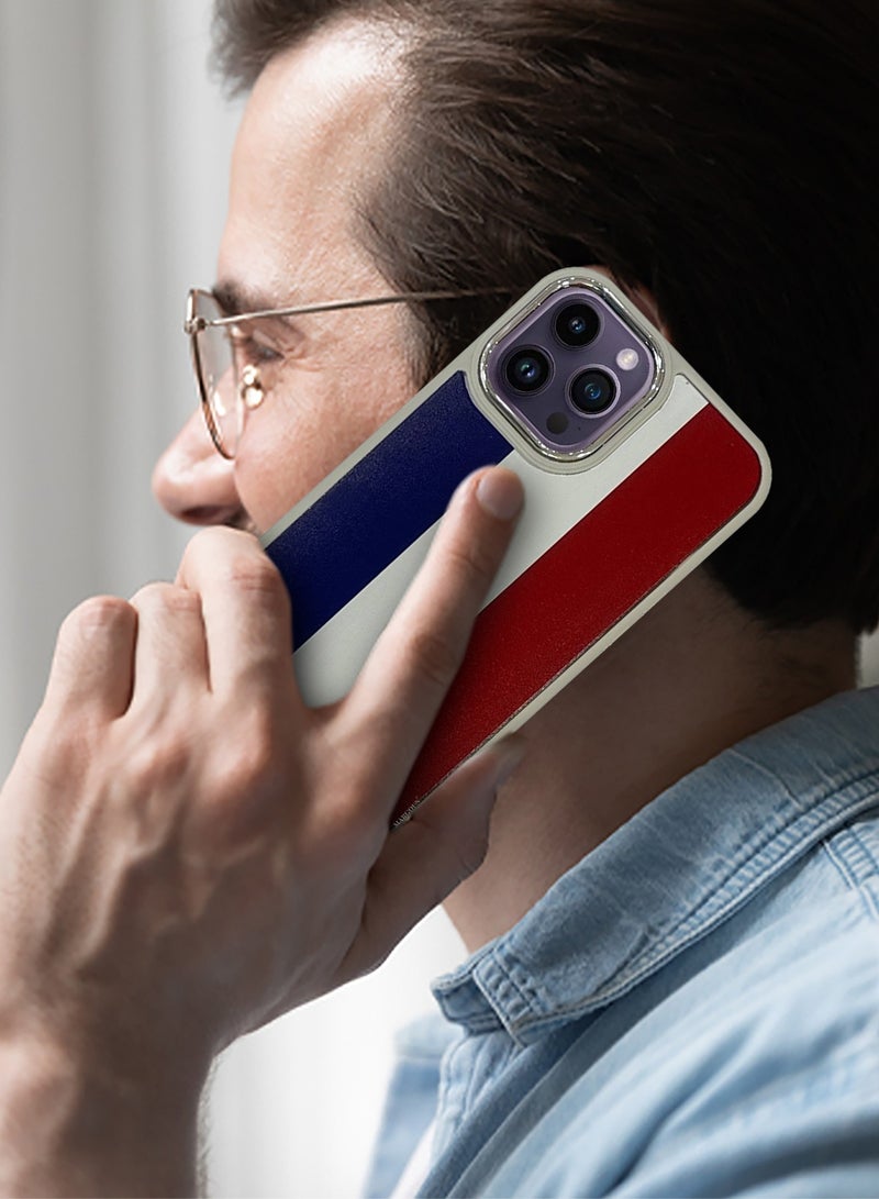 CATANES (for iPhone 14 Pro) Case, Hard PC Case,  Shockproof Protective Case Cover / France Flag - Side Natural Titanium - Image 5