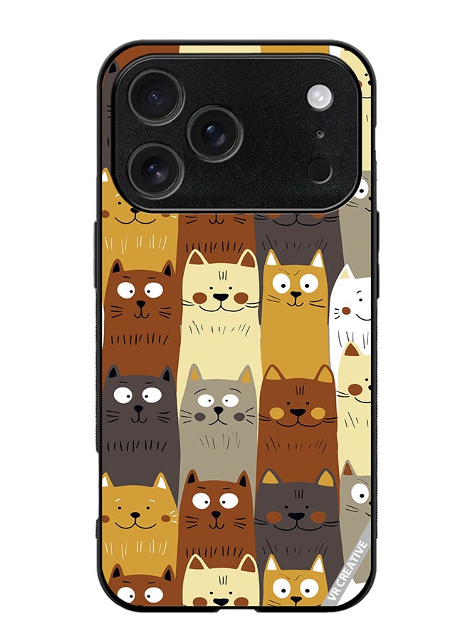VR CREATIVE غطاء واقي لجهاز آبل آيفون 17 برو ماكس بتصميم ملون لقطط سكانية مختلفة