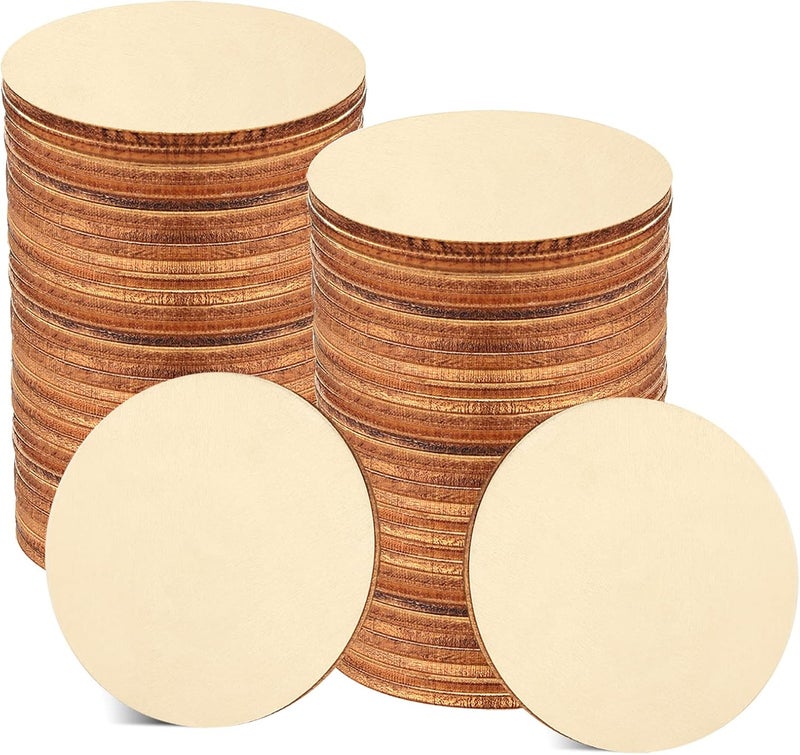 Coopay 40 Pieces 6 Inch Unfinished Wooden Circles, Wooden Cutouts Natural Round Wood Slices for DIY Wood Craft, Door Hanger, Painting, Wedding, Coasters, Home Decoration - Image 1