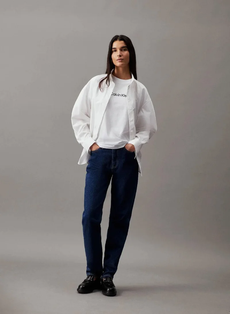 Calvin Klein Bright White Cotton Logo T-shirt for Women | Best Price UAE