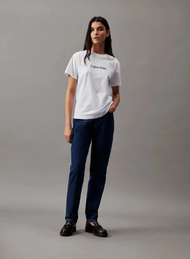 Calvin Klein Bright White Cotton Logo T-shirt for Women | Best Price UAE