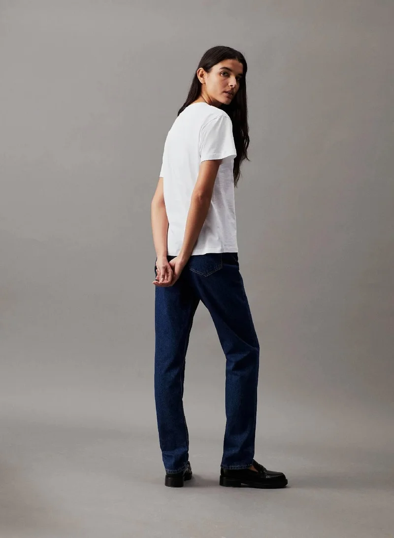 Calvin Klein Bright White Cotton Logo T-shirt for Women | Best Price UAE