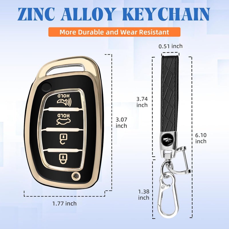 QBUC Key Fob Cover for Hyundai Elantra, Ioniq, Sonata, Tucson - Soft TPU 360 Degree Protector with Keychain - Image 3