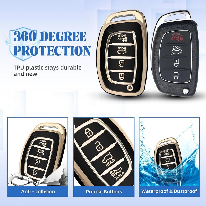 QBUC Key Fob Cover for Hyundai Elantra, Ioniq, Sonata, Tucson - Soft TPU 360 Degree Protector with Keychain - Image 5