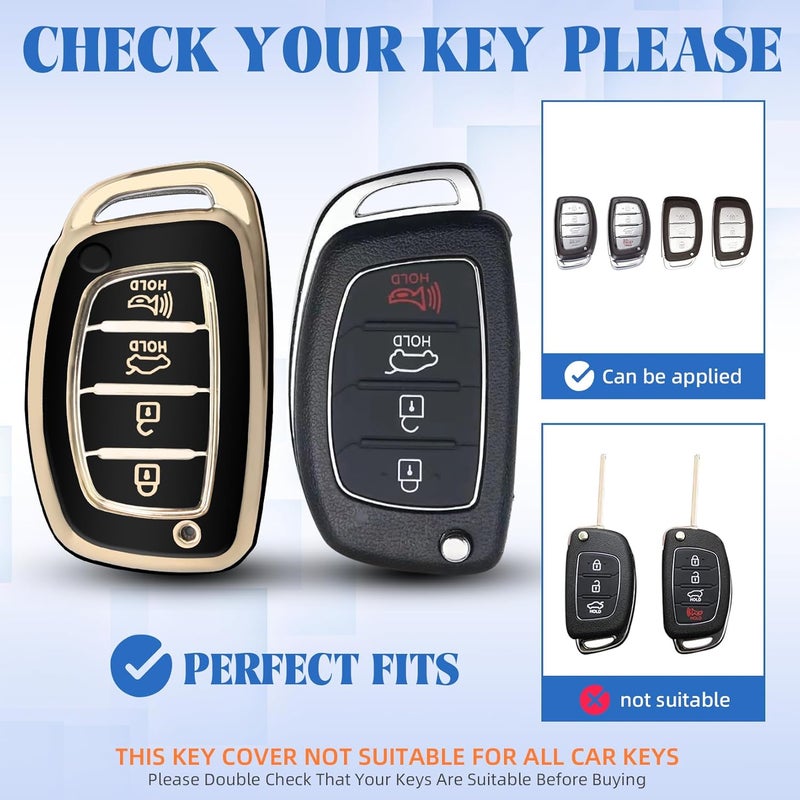 QBUC Key Fob Cover for Hyundai Elantra, Ioniq, Sonata, Tucson - Soft TPU 360 Degree Protector with Keychain - Image 2