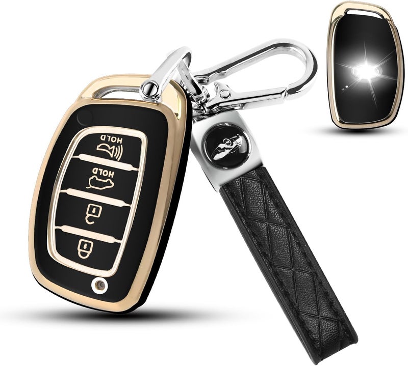 QBUC Key Fob Cover for Hyundai Elantra, Ioniq, Sonata, Tucson - Soft TPU 360 Degree Protector with Keychain - Image 1