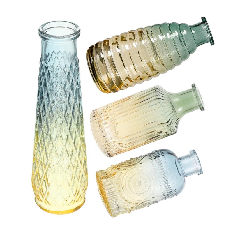 4 Glass Decorative Vases Set for Home Office Indoor Hydroponic Plant Holder - Image 2