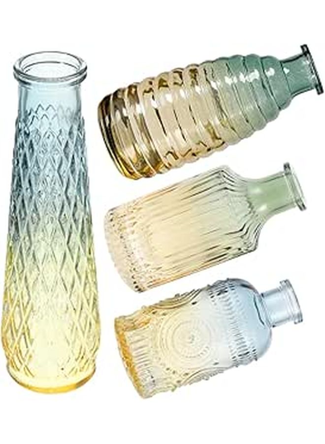 4 Glass Decorative Vases Set for Home Office Indoor Hydroponic Plant Holder - Image 1