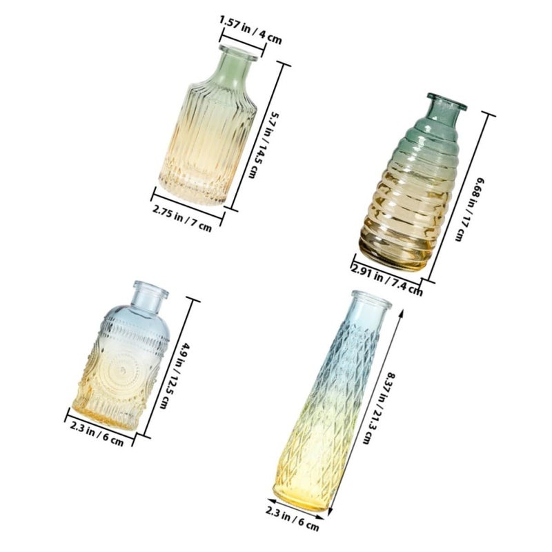 4 Glass Decorative Vases Set for Home Office Indoor Hydroponic Plant Holder - Image 3
