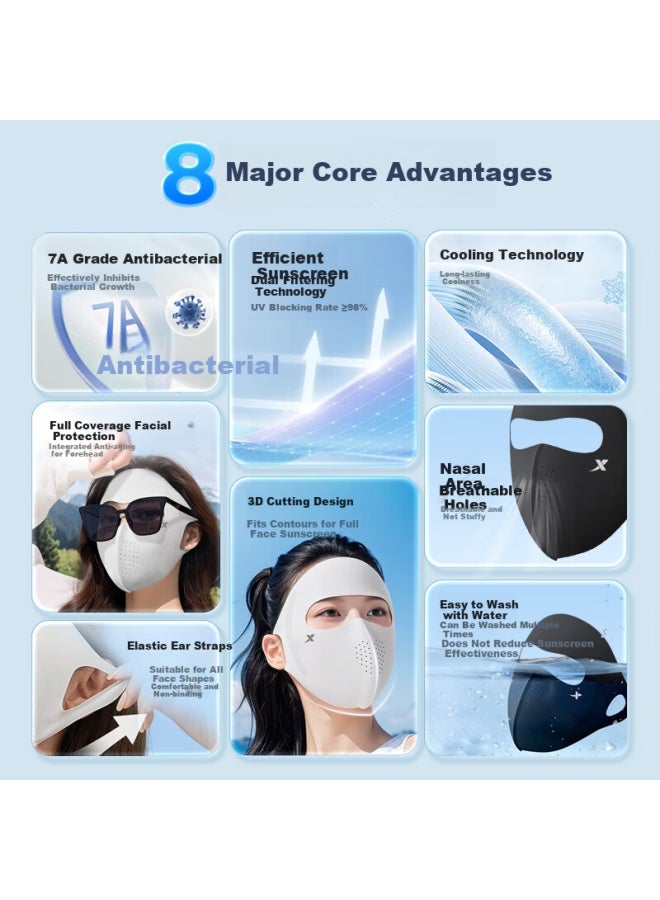 Xtep Sun Protection Full Face Mask For Men And Women, Anti-Mosquito Face Bikini Mask, Uv Protection Ladies' Face Cover For Summer Cycling - Image 2