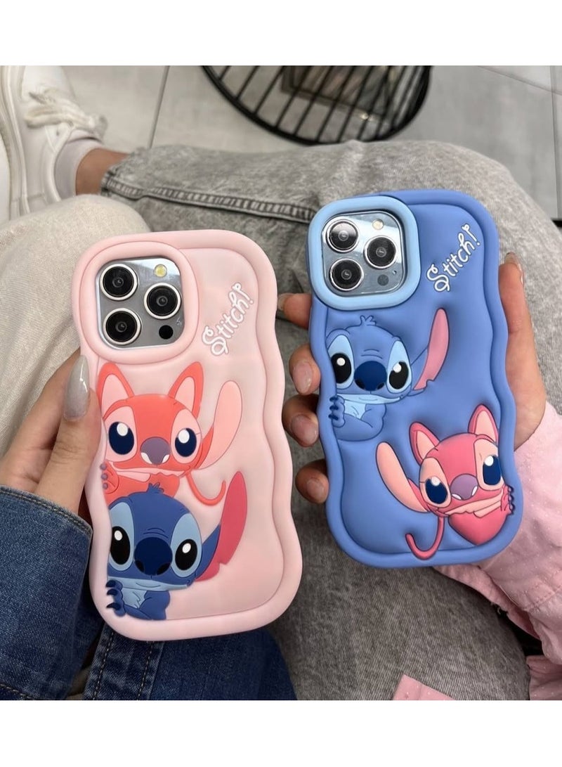 Lilo and Stitch Cartoon 3D Wavy Soft Silicone Phone Case for Oppo A79 5G (Light Pink) - Image 3