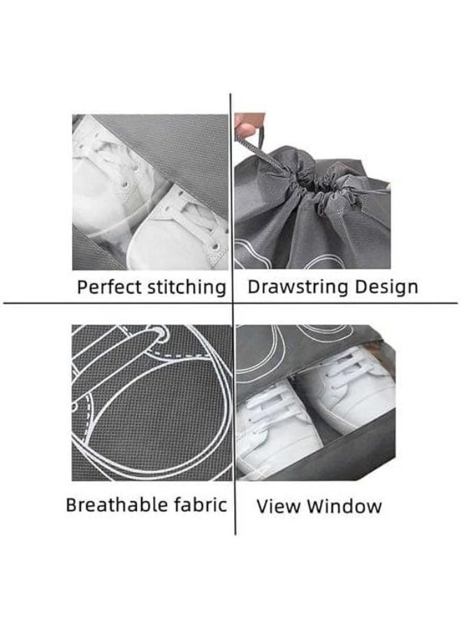 5 قطع من حقائب أحذية السفر الكبيرة - أكياس تنظيم أحذية غير منسوجة مقاومة للماء مع رباط للصالة الرياضية والسفر والرياضة - تحافظ على الأحذية نظيفة وجافة ومحمية للرجال والنساء - Image 2