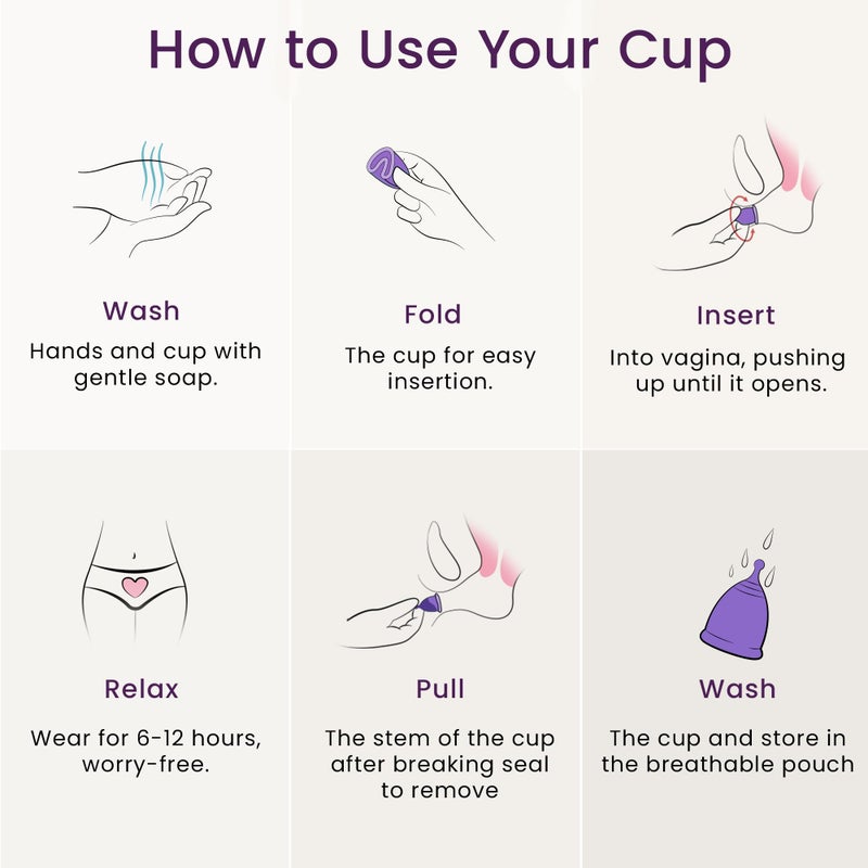 EcoBlossom Reusable Menstrual Cup Set - The Most Reliable Medical Grade Silicone Period Cups - Comfortably use for 12 Hours (2 Small Cups) - Image 3