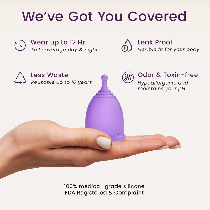 EcoBlossom Reusable Menstrual Cup Set - The Most Reliable Medical Grade Silicone Period Cups - Comfortably use for 12 Hours (2 Small Cups) - Image 2