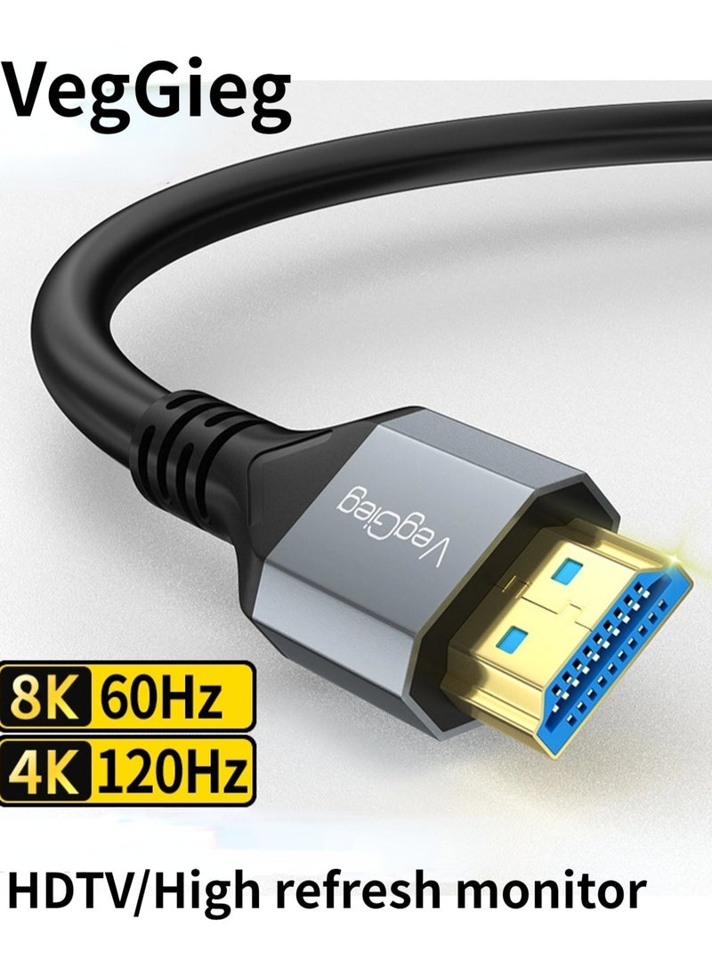 8K HDMI CableCompatible 2.1 4K@120Hz 8K@60Hz 48Gbps High Speed for Video Cable PC Laptop Projector TV Computer Set-top Box  PS5 Connection Cable 3M